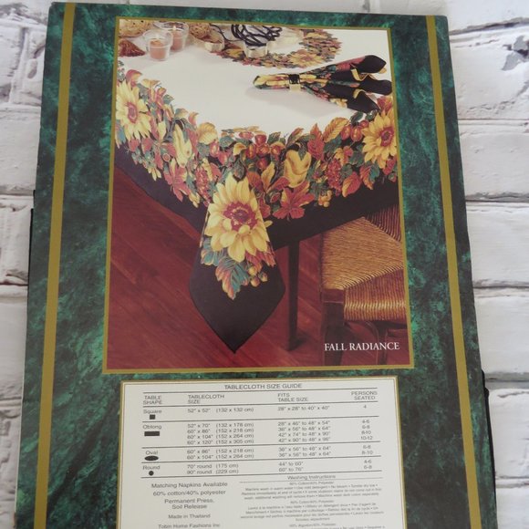Vintage 1980s Fall Radiance 70" Round Table Cloth With Sunflowers - Picture 6 of 7